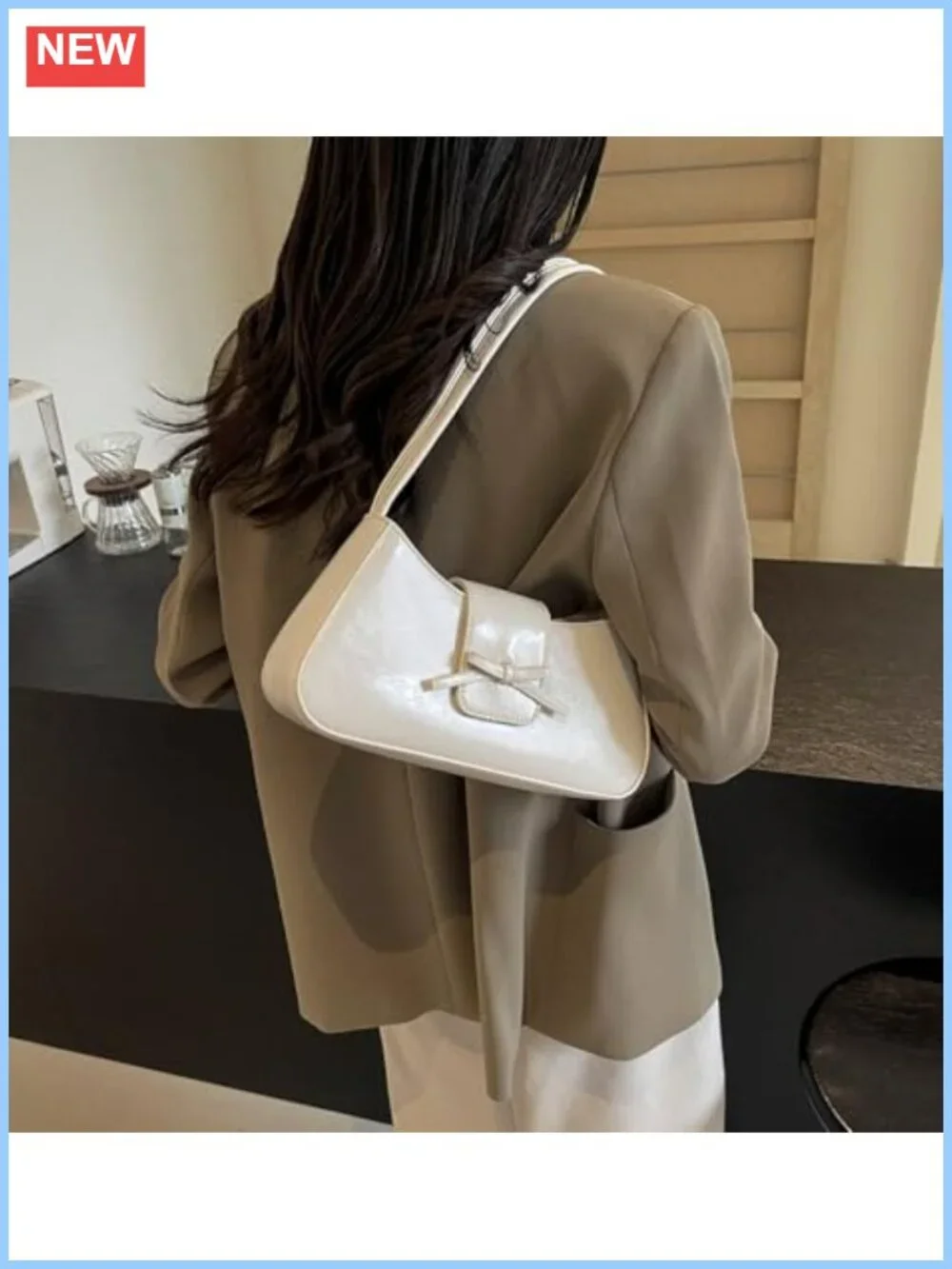 PU Leather Hobo Shoulder Bag Bow Detail Y2K Purse